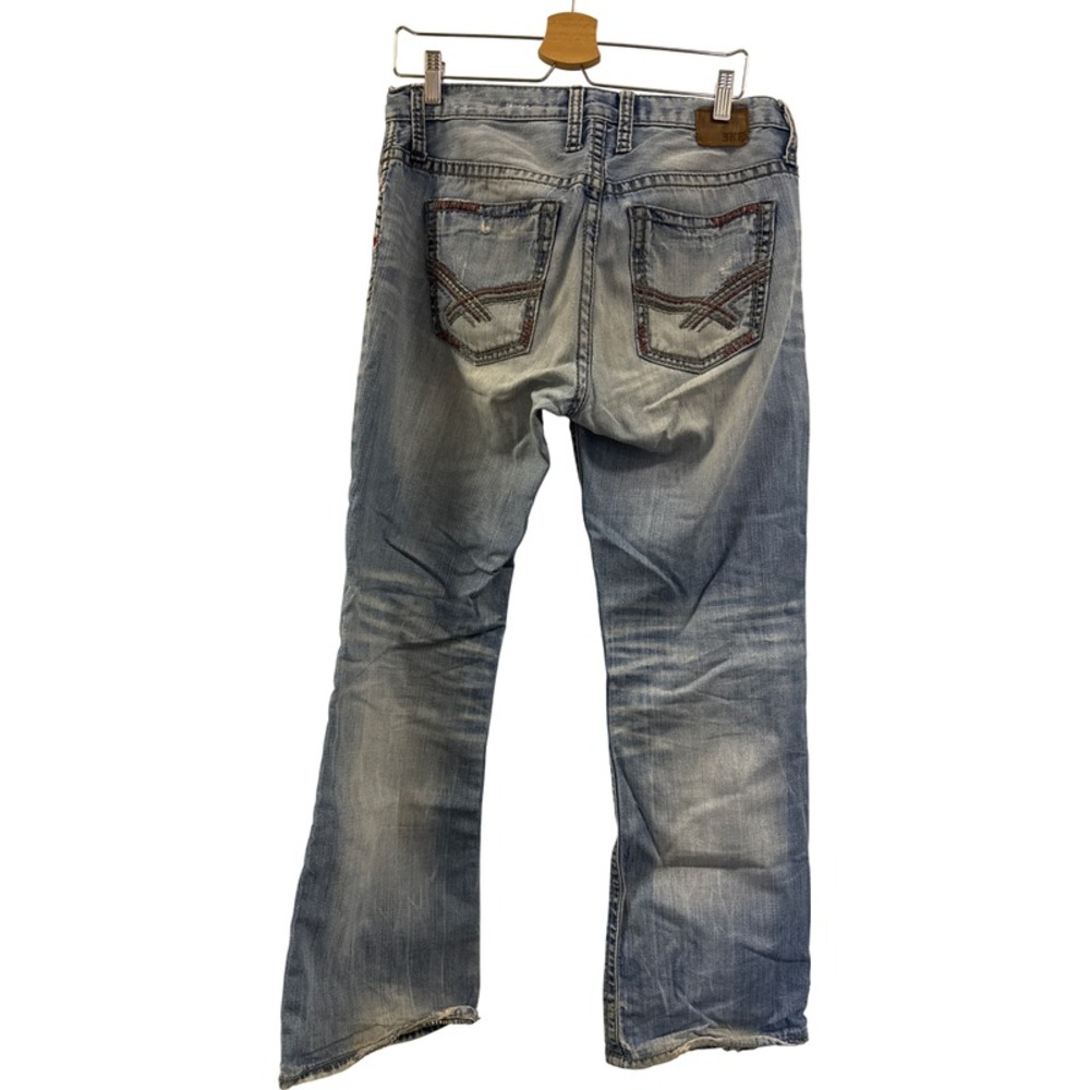 BKE Denim Derek Jeans 30R Super Distressed Light Wash Straight Fit